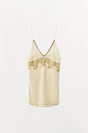 Трикотажный топ с кружевом- Заказать в России