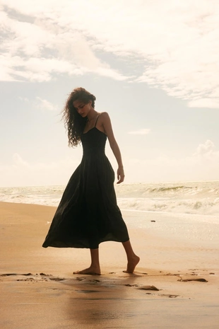 Купить Zara Платье миди из струящейся эластичной ткани