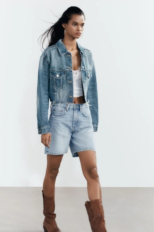 Джинсовые шорты TRF со средней посадкой