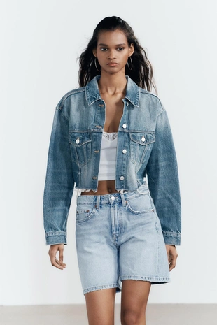 Джинсовые шорты TRF со средней посадкой