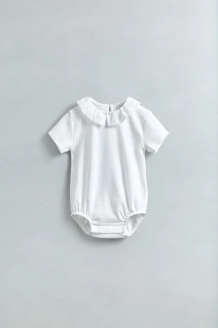 Боди с воротничком петер пэн и швейцарской вышивкой- Заказать в России