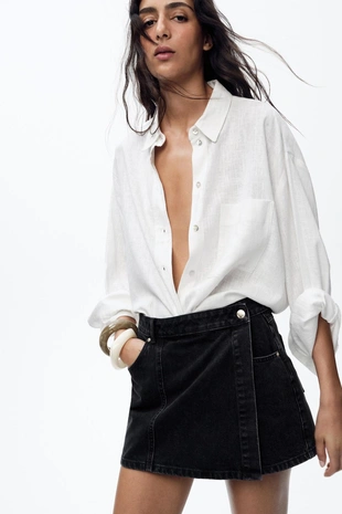 Джинсовая юбка-шорты Z1975 с запáхом