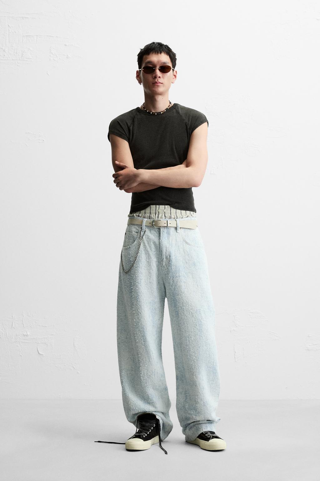 ДЖИНСЫ BAGGY FIT С ЭФФЕКТОМ ПОТЕРТОСТИ