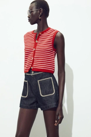 Жаккардовый жилет с пуговицами- Заказать в России