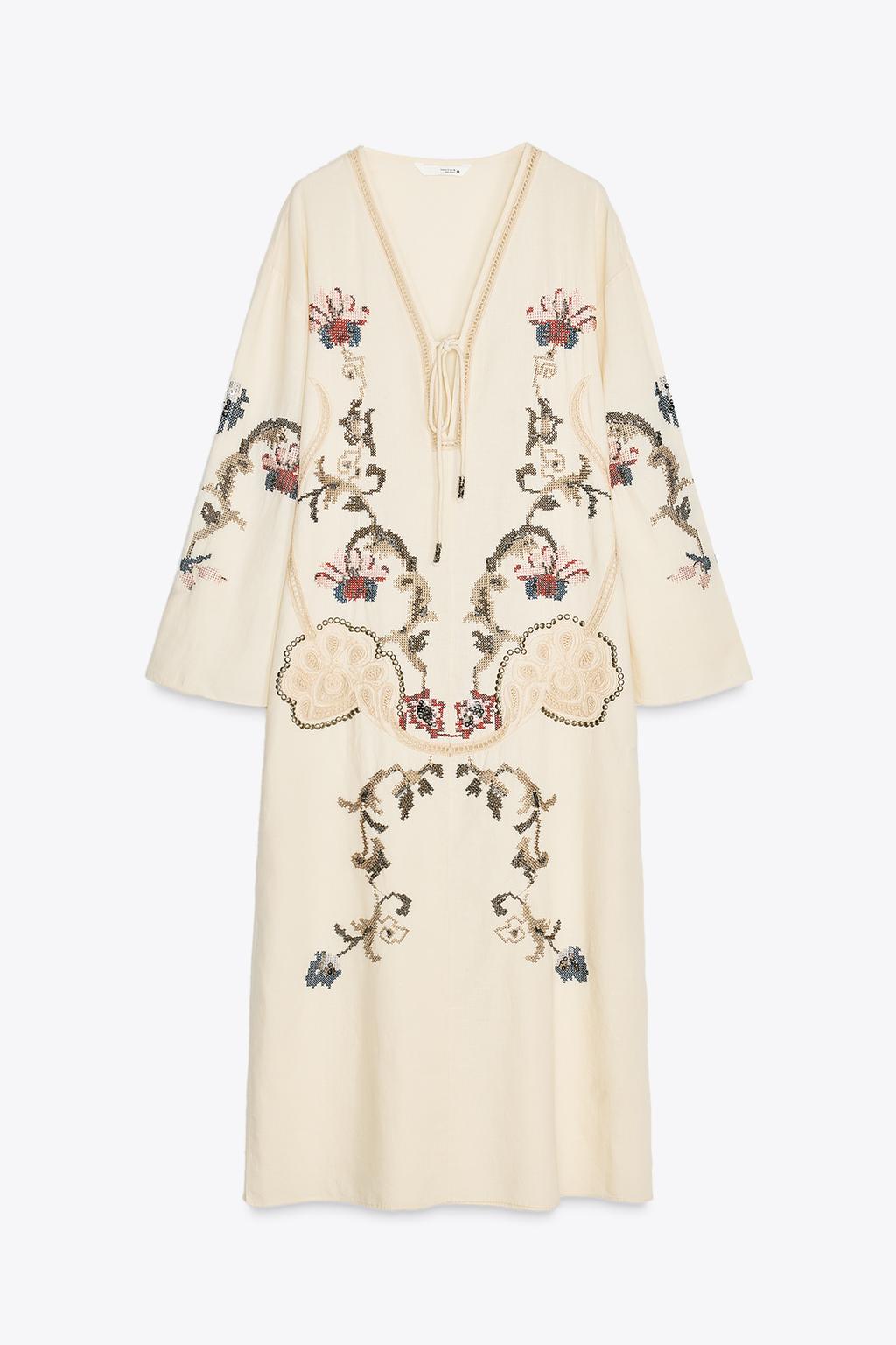 ПЛАТЬЕ С ВЫШИВКОЙ В ВИДЕ ЦВЕТОВ — ZW COLLECTION