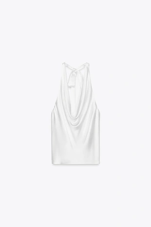 Атласный топ с горловиной халтер