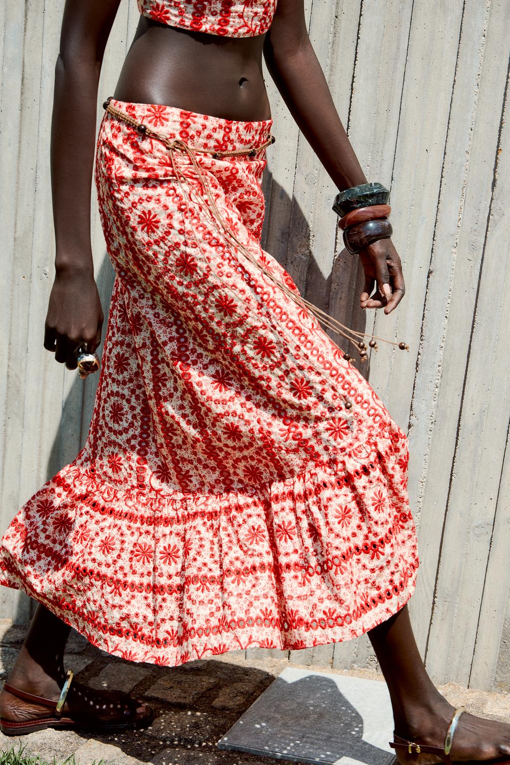 ЮБКА МИДИ С АЖУРНОЙ ВЫШИВКОЙ