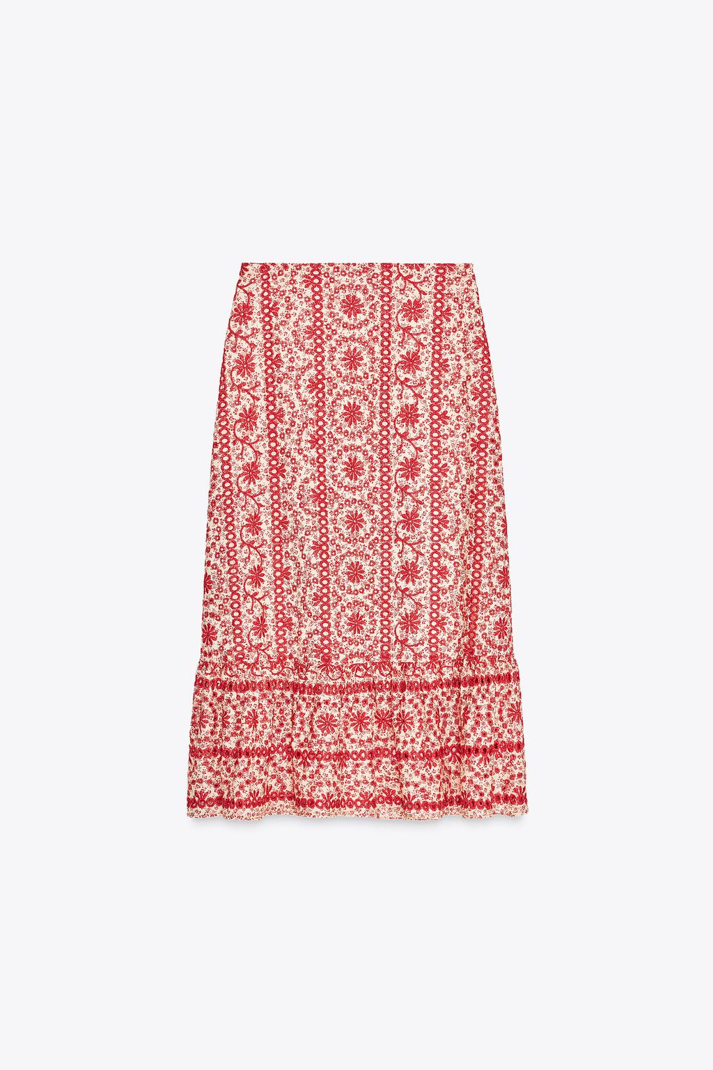 ЮБКА МИДИ С АЖУРНОЙ ВЫШИВКОЙ