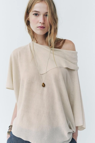 Однотонный трикотажный топ-накидка- Заказать в России