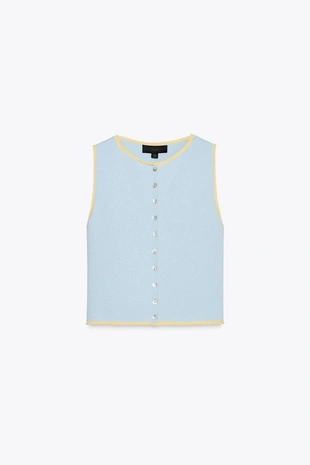 Трикотажный топ с контрастной окантовкой- Заказать в России