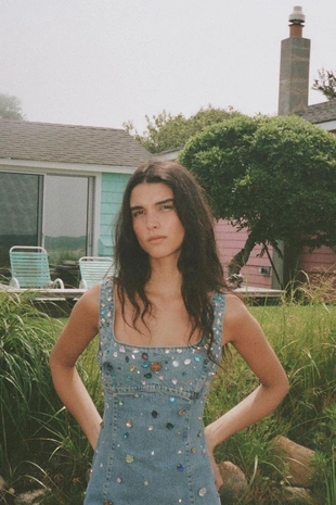 Джинсовое платье TRF с украшениями- Заказать в России