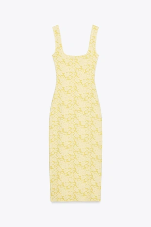 Платье из эластичной ткани с квадратным вырезом- Заказать в России