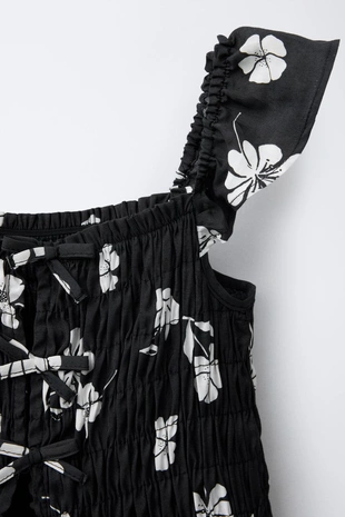 Black / Ecru | 6162/096/093 - Zara Короткий комбинезон с цветочным принтом