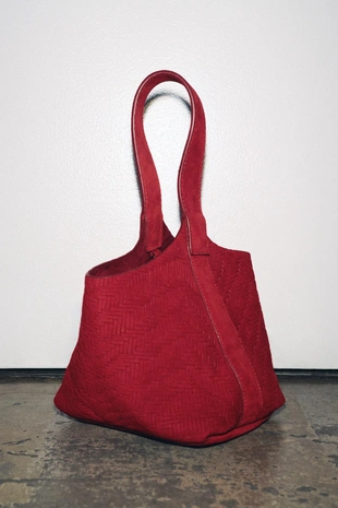 Мини-сумка-торба плетеная замша- Заказать в России