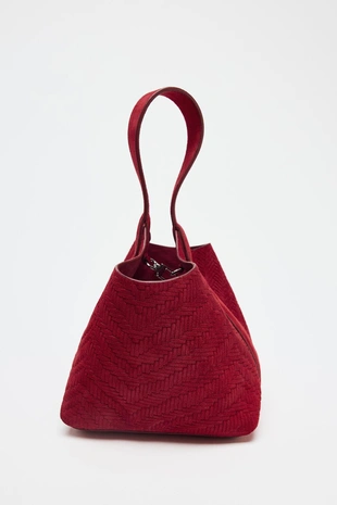 Мини-сумка-торба плетеная замша- Заказать в России