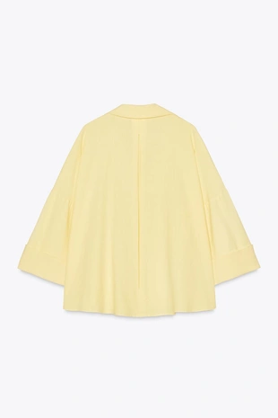 Рубашка из смесового льна с широкими рукавами- Заказать в России