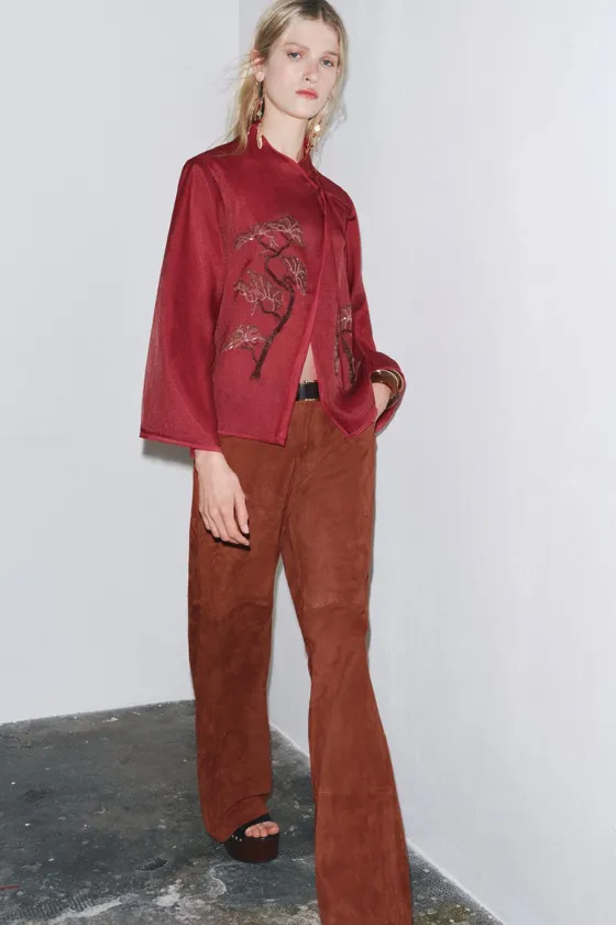 КИМОНО ИЗ ШИФОНА С ВЫШИВКОЙ И БУСИНАМИ