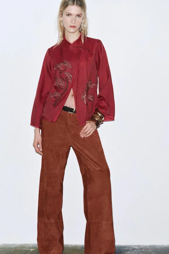 КИМОНО ИЗ ШИФОНА С ВЫШИВКОЙ И БУСИНАМИ