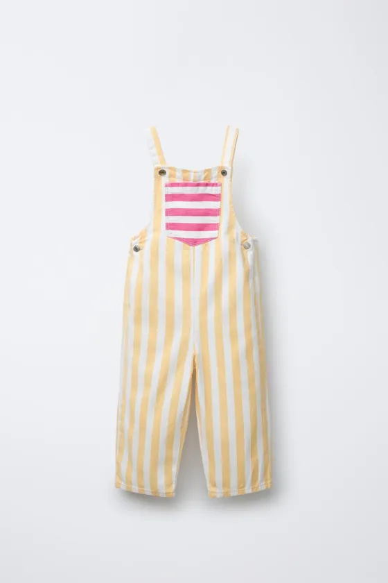 КОМБИНЕЗОН ИЗ ТВИЛА В ПОЛОСКУ С ПРИНТОМ CASA LAWA © X ZARA KIDS