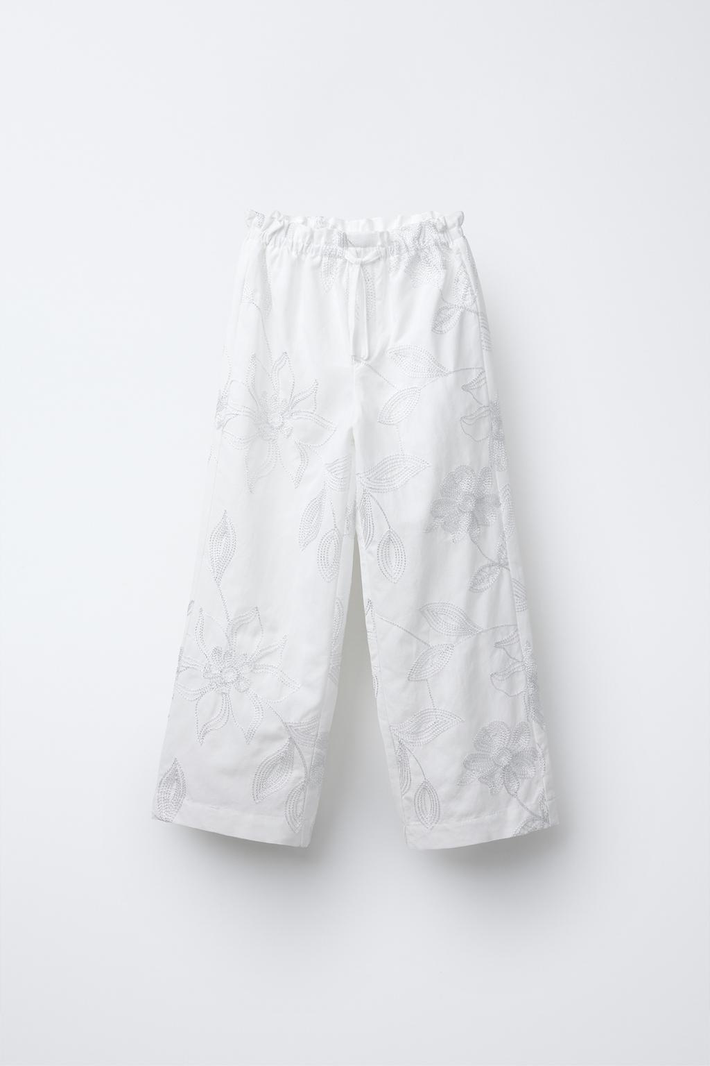 SHINY EMBROIDERED TROUSERS