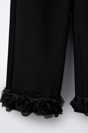 Брюки-кюлоты из полупрозрачной ткани с цветочным принтом- Заказать в России