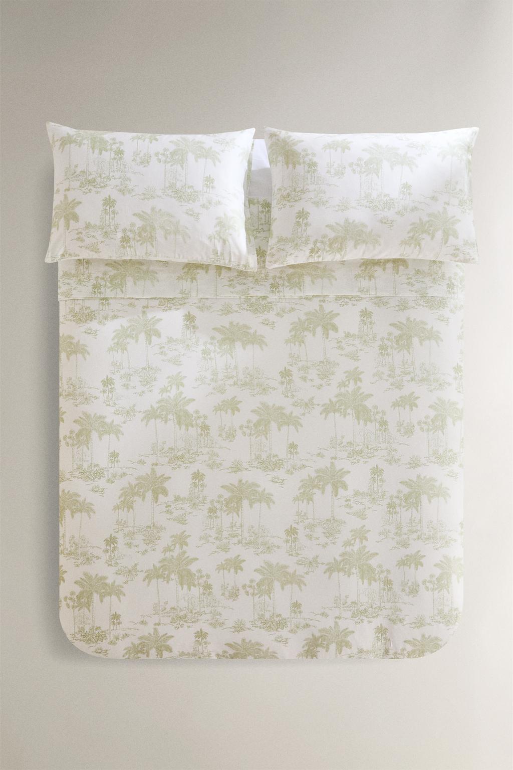 Покрывало из сатина toile de jouy palm tree