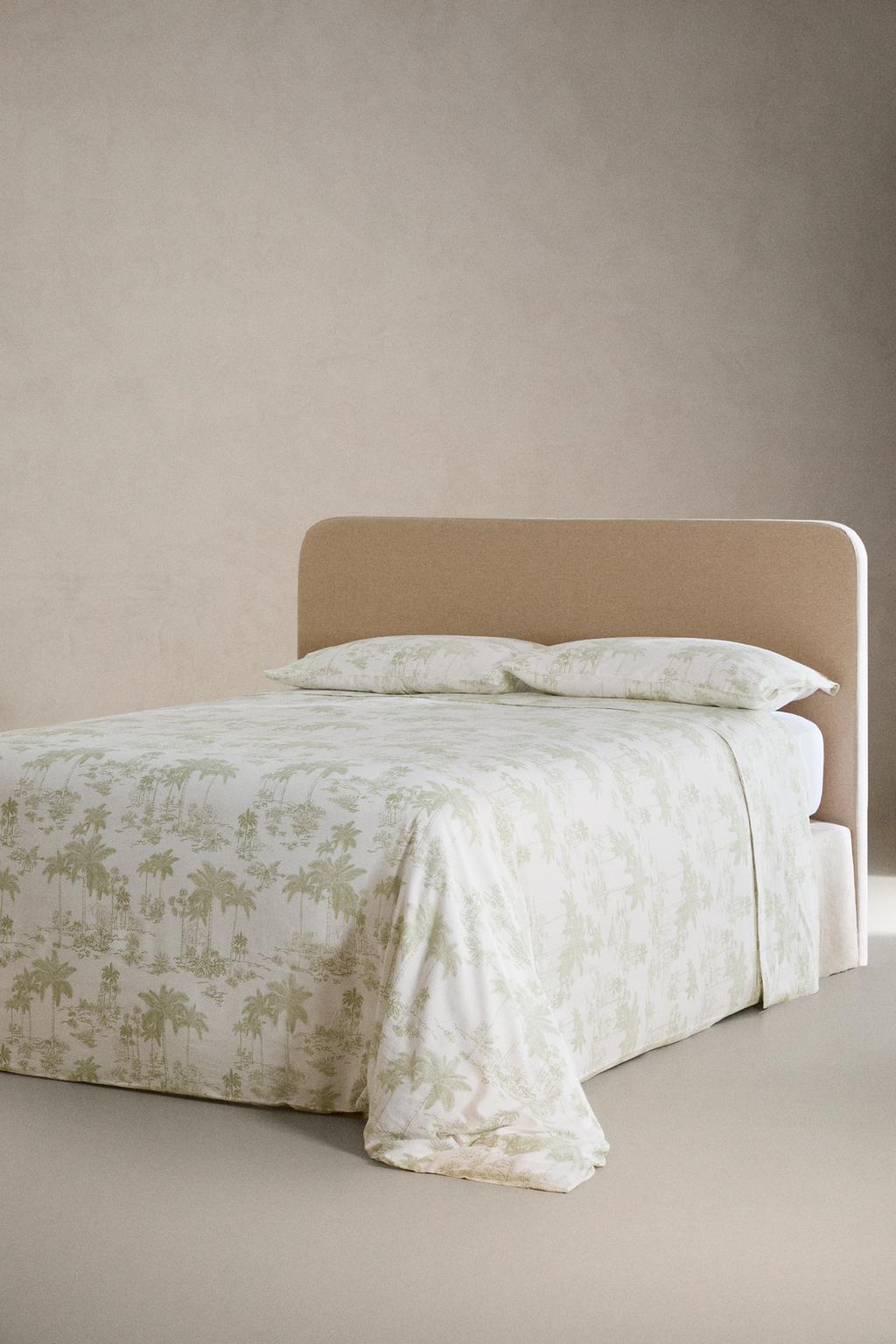 Покрывало из сатина toile de jouy palm tree