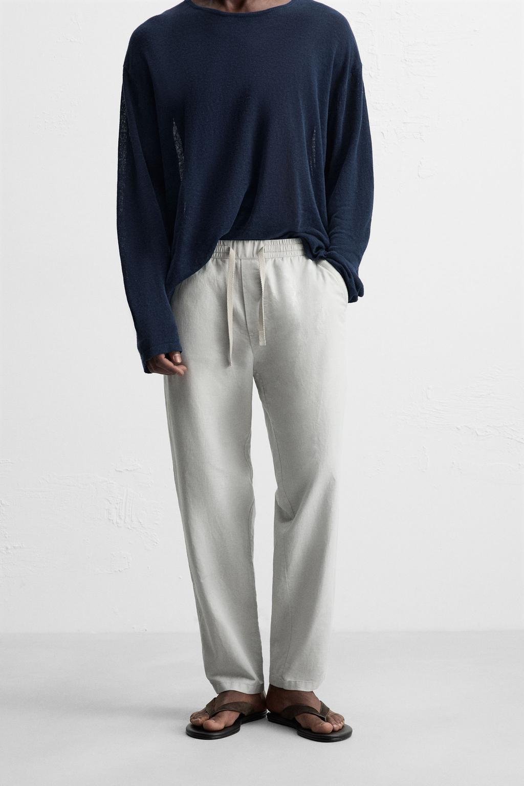 БРЮКИ RELAXED FIT ИЗ ХЛОПКА И ЛЬНА
