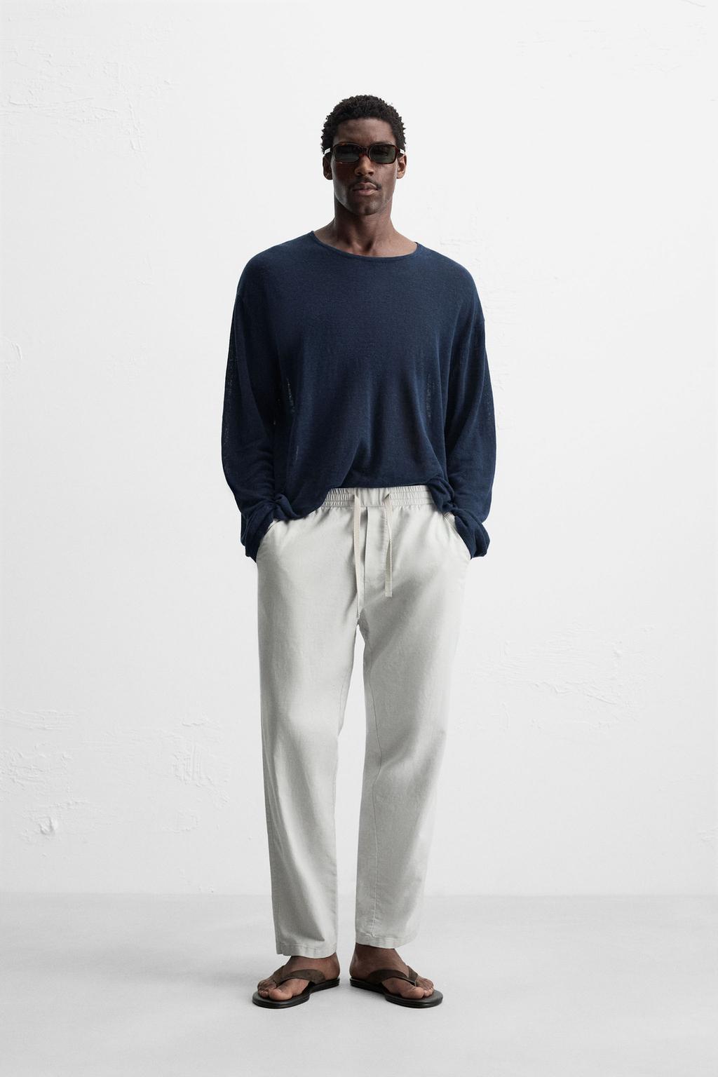 БРЮКИ RELAXED FIT ИЗ ХЛОПКА И ЛЬНА