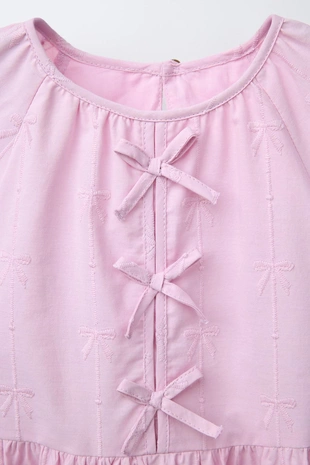 Платье из поплина с бантами и вышивкой- Заказать в России