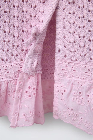 Вязаный кардиган с бантами и кружевом- Заказать в России