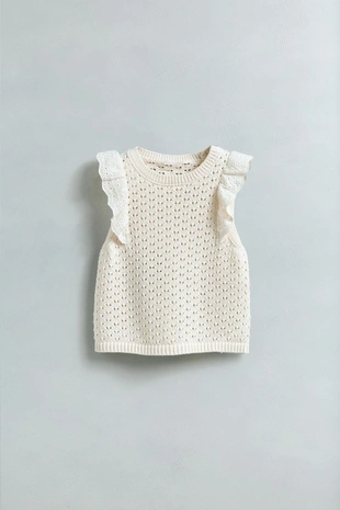 Трикотажный топ с кружевом- Заказать в России