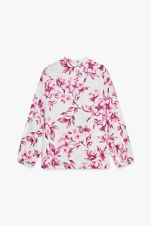 Хлопковая блуза с принтом- Заказать в России