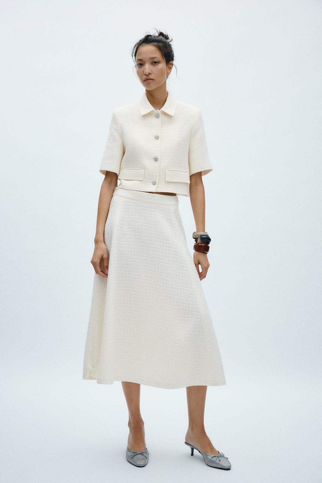 РАСКЛЕШЕННАЯ ЮБКА ИЗ РЕЛЬЕФНОЙ ТКАНИ — ZW COLLECTION
