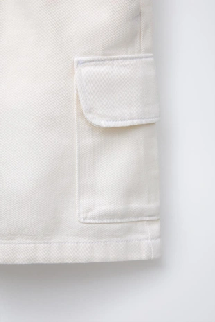 Шорты-бермуды карго прямого кроя из легкой ткани- Заказать в России