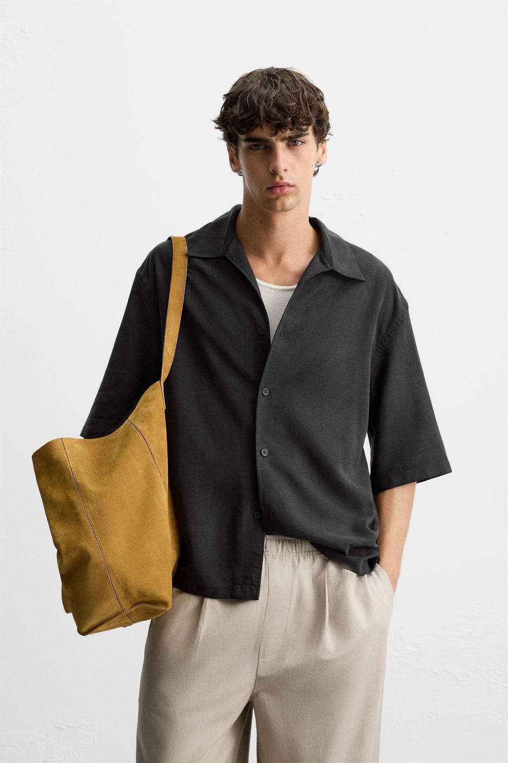 РУБАШКА RELAXED FIT ИЗ СТРУЯЩЕЙСЯ ТКАНИ