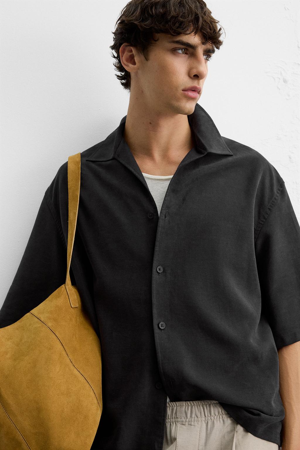 РУБАШКА RELAXED FIT ИЗ СТРУЯЩЕЙСЯ ТКАНИ