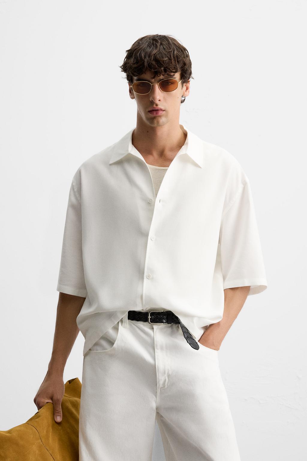 РУБАШКА RELAXED FIT ИЗ СТРУЯЩЕЙСЯ ТКАНИ