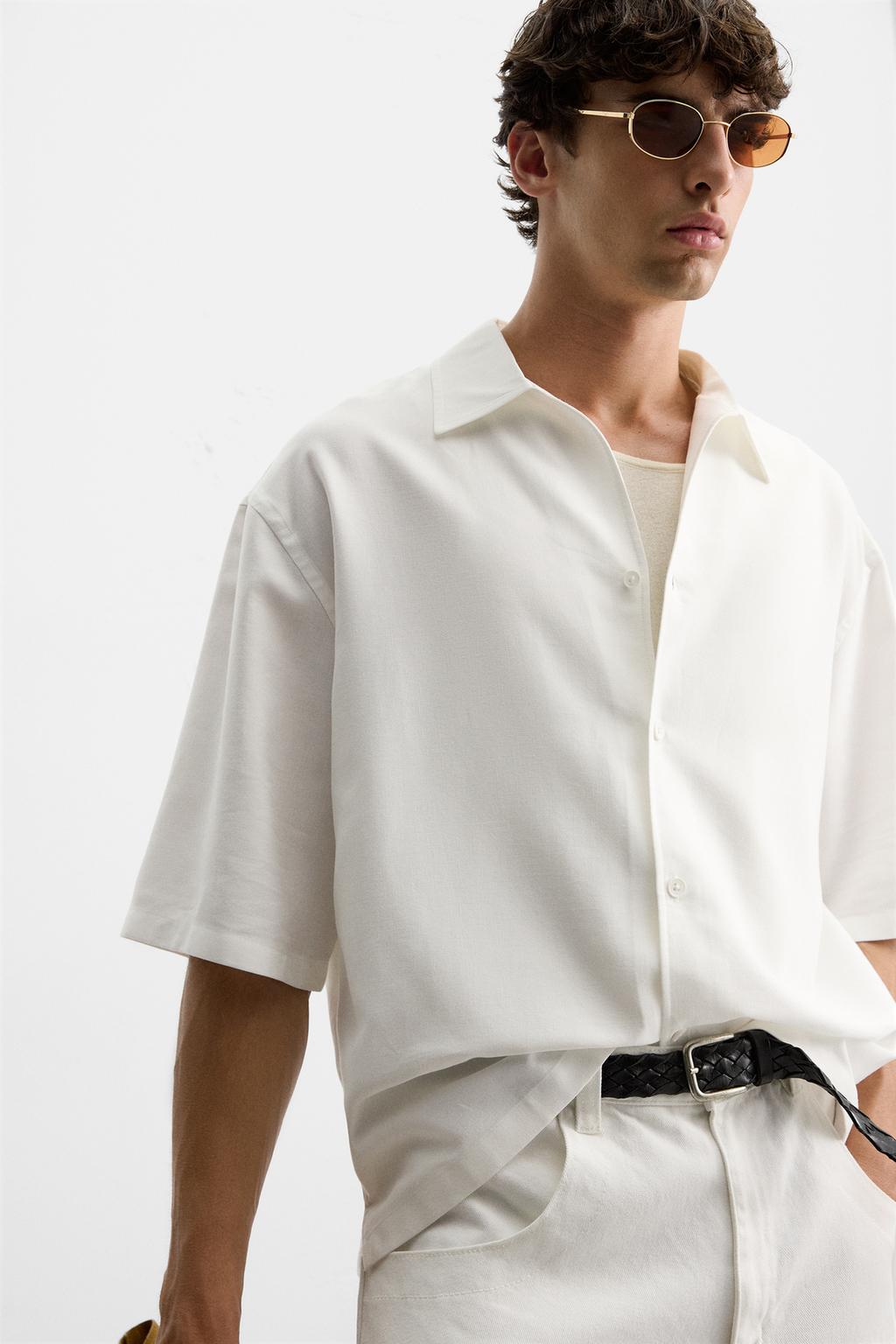 РУБАШКА RELAXED FIT ИЗ СТРУЯЩЕЙСЯ ТКАНИ
