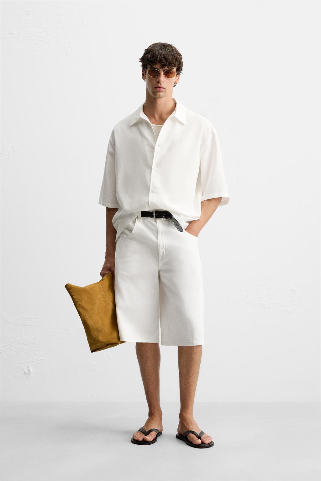 РУБАШКА RELAXED FIT ИЗ СТРУЯЩЕЙСЯ ТКАНИ