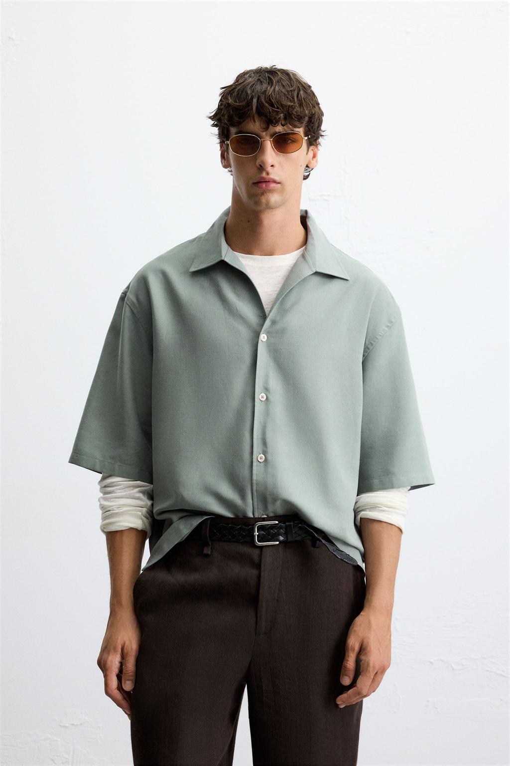 РУБАШКА RELAXED FIT ИЗ СТРУЯЩЕЙСЯ ТКАНИ