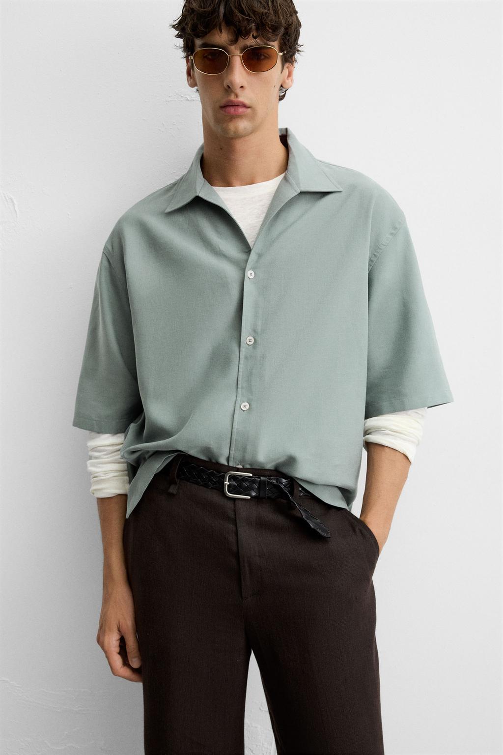 РУБАШКА RELAXED FIT ИЗ СТРУЯЩЕЙСЯ ТКАНИ