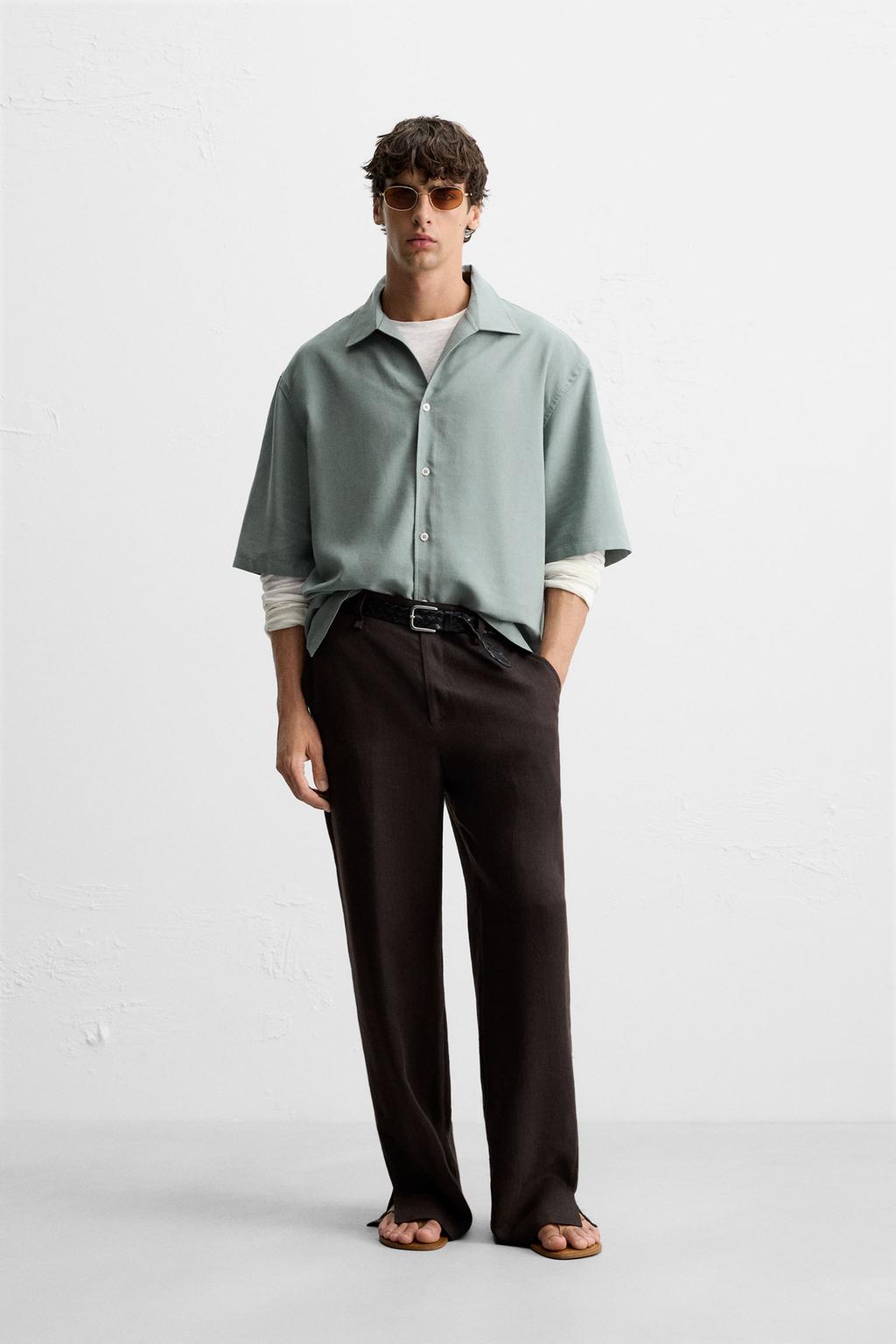 РУБАШКА RELAXED FIT ИЗ СТРУЯЩЕЙСЯ ТКАНИ