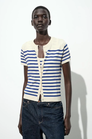 Куртка в полоску с короткими рукавами- Заказать в России