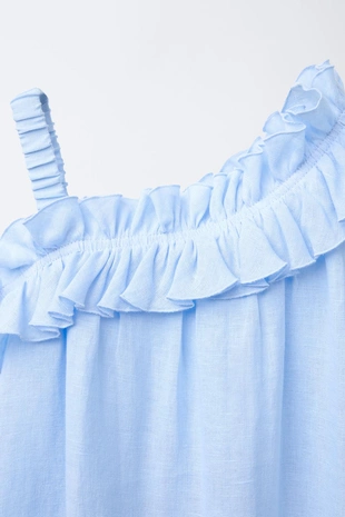 Платье с воланами. 100% лён- Заказать в России