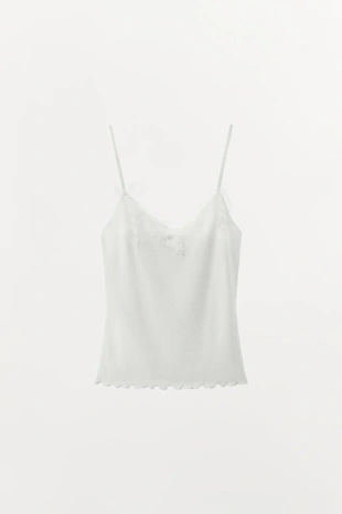 Топ на бретелях с кружевом POINTELLE- Заказать в России