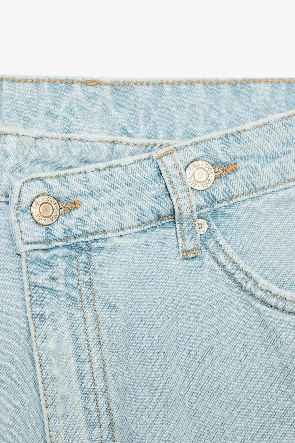 HIGH-WAIST CROSSOVER WAIST MOM FIT TRF DENIM BERMUDA SHORTS