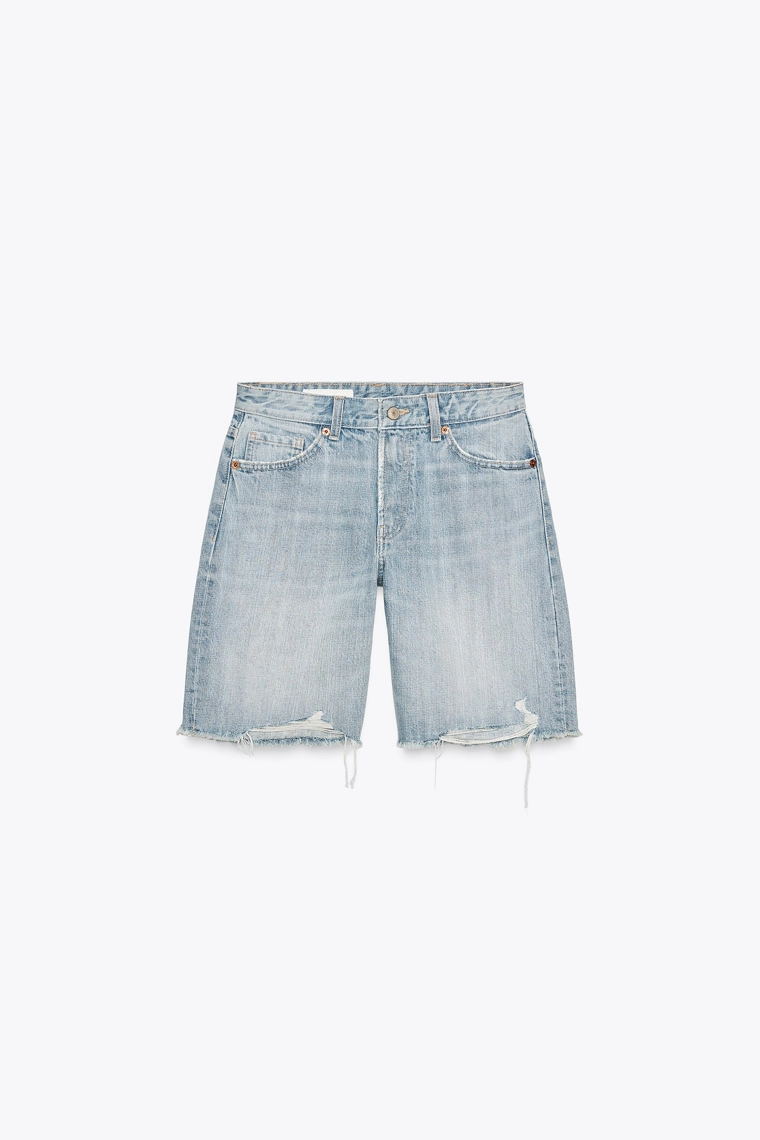 Джинсовые бермуды zara средней посадки trf