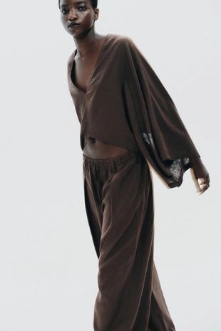 Brown | 5427/871/700 - Zara Кимоно-накидка асимметричного кроя