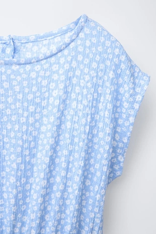 Sky blue | 1971/750/403 - Zara Длинный комбинезон с текстурным принтом